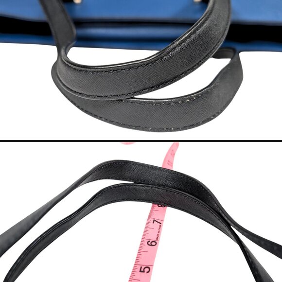 DKNY Blue Black Color Block PVC Bryant Park Large Lined Tote Bag - Picture 6 of 9